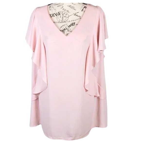 Worthington Tops - Worthington Pink Ruffle Lined Waterfall Sleeve Women’s Size Extra Large